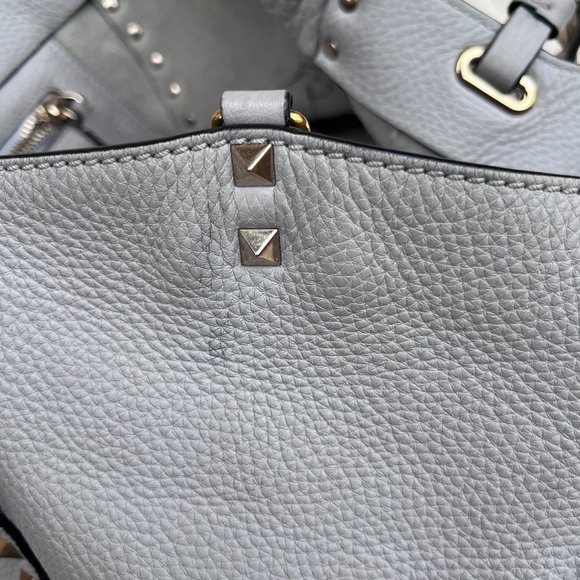 Valentino Rockstud Grainy Calfskin Bag - Gray - Picture 13 of 13